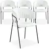 Image de Lot de 4 chaises métal noir et tissu bouclette crème