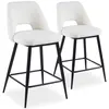 Image de Lot de 2 chaises de bar métal noir et tissu bouclette crème
