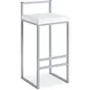 Image de Tabouret de bar en métal argent et velours blanc