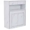 Image de Console extensible avec rangement effet marbre blanc