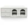 Image de Table basse 60x100cm avec portes et tiroirs style naturel chic blanc