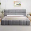 Image de Lit-coffre avec rebords matelassés 140x190cm tissu gris foncé