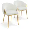 Image de Lot de 2 chaises arrondies et matelassées métal doré et velours crème