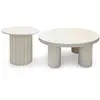 Image de Ensemble de 2 tables basses rondes avec piètement style colonne crème