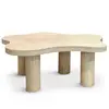 Image de Table basse forme nuage 69x100cm effet travertin beige