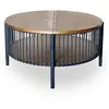 Image de Table basse ronde avec rangement l84cm bois et métal mareté noir