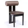 Image de Chaise de salle à manger style intemporel bois foncé et velours marron