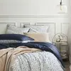 Image de Housse de couette en satin de coton bleu 240x220