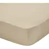 Image de Drap housse uni en flanelle de coton beige sésame 80x200