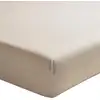 Image de Drap housse uni en percale de coton lin 90x200