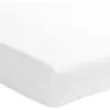 Image de Drap housse uni en satin de coton blanc 140x190