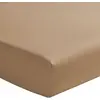 Image de Drap housse en percale de coton beige 160x220