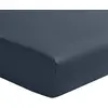 Image de Drap housse en satin de coton bleu nuit 140x190