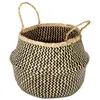 Image de Panier en jonc de mer beige et noir H32cm
