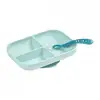 Image de Coffret assiette à compartiments et cuillère bleu