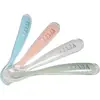 Image de Lot de 4 cuillères en silicone 1er âge bleu rose et gris