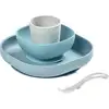Image de Coffret repas en silicone bleu jungle (4 pièces)