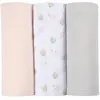 Image de Lot de 3 langes en coton rose/gris