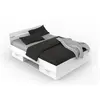 Image de Lit 2 personnes avec rangements 140x190 cm blanc mat