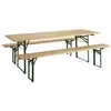 Image de Table extérieure pliable avec 2 bancs en bois verni