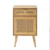 Image de Table de chevet avec cannage, plaquée frêne h71cm - beige