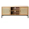 Image de Meuble tv 2 portes avec cannage rotin et 2 niches - l120cm