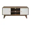 Image de Meuble tv 2 portes décor bois et blanc - l128,5 cm