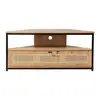 Image de Meuble tv d'angle 1 porte avec cannage rotin l100cm