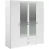 Image de Armoire 4 portes 2 miroirs 2 tiroirs effet bois blanc