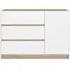 Image de Commode 3 tiroirs effet bois clair et blanc