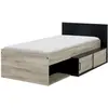 Image de Lit Enfant Compact et Rangements - Chêne et noir 90x200
