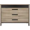 Image de Commode 4 tiroirs effet bois chêne clair avec finition laquée noire