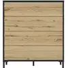 Image de Commode 4 tiroirs H104 cm décor effet chêne et noir