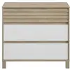 Image de Commode moderne 3 tiroirs effet bois chêne blond détails persienne