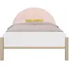 Image de Lit 90cm x 190cm avec éclairage led et tête de lit rose en mélaminé
