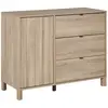 Image de Commode calypso 3 tiroirs 1 porte effet bois chêne doré effet claustra