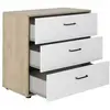 Image de Commode 3 tiroirs effet bois mat blanc/châtaignier