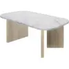 Image de Table basse effet marbre blanc & pieds châtaignier mat