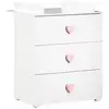 Image de Commode à langer New Basic Boutons coeur rose