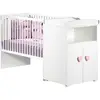 Image de Lit bébé combiné évolutif New Basic Boutons coeur roses (60 x 120 cm)