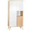 Image de Armoire 3 portes couleur bois et blanc