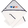 Image de Cape de bain et gant en double gaze de coton et éponge