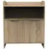 Image de Commode à langer 2 portes et une niche avec poignées dorées décor chên