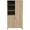 Image de Armoire 2 portes et 3 niches avec poignées dorées décor chêne doré