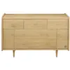 Image de Commode 5 tiroirs et 2 portes pieds bois et poignées métal