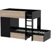 Image de Lit superposé 90x190 cm avec 2 sommiers, 2 tiroirs et armoire