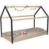 Image de Lit cabane 90x190 cm noir et bois clair