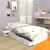 Image de Lit twist 90x190 + chevet + tiroir / blanc