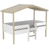 Image de Lit cabane blanc et bois clair - 90x190 cm