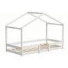 Image de Lit cabane + sommier, blanc, 90x190